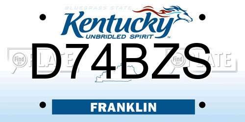 D74BZS Kentucky License Plate