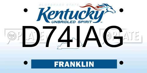 D74IAG Kentucky License Plate