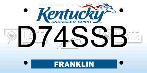 D74SSB Kentucky License Plate