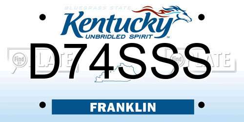 D74SSS Kentucky License Plate