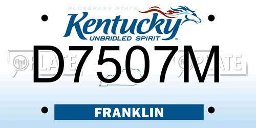 D7507M Kentucky License Plate