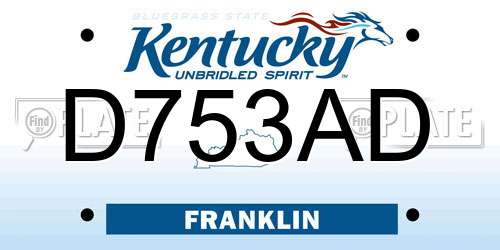 D753AD Kentucky License Plate