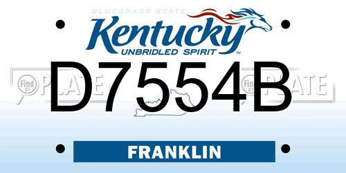 D7554B Kentucky License Plate