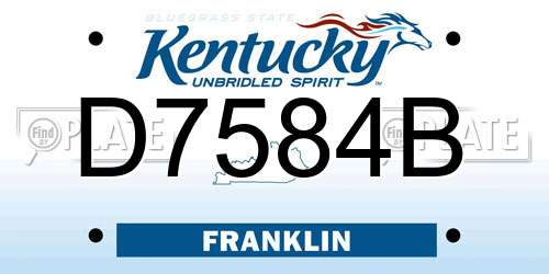 D7584B Kentucky License Plate
