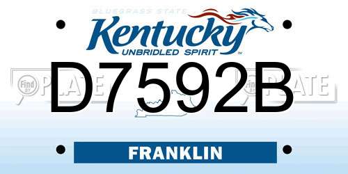 D7592B Kentucky License Plate