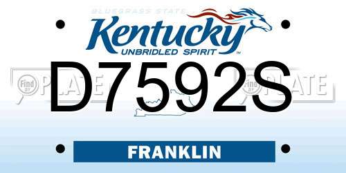 D7592S Kentucky License Plate