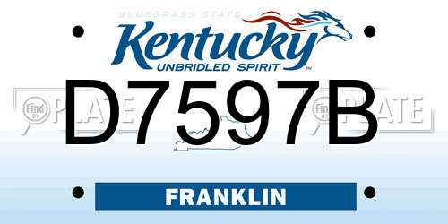 D7597B Kentucky License Plate
