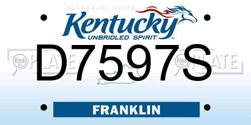 D7597S Kentucky License Plate