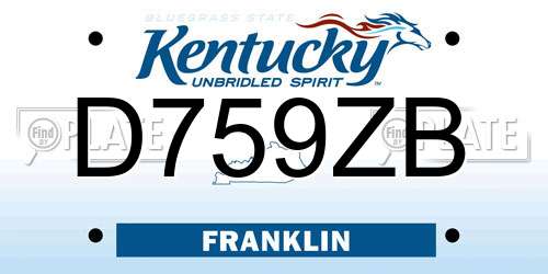 D759ZB Kentucky License Plate