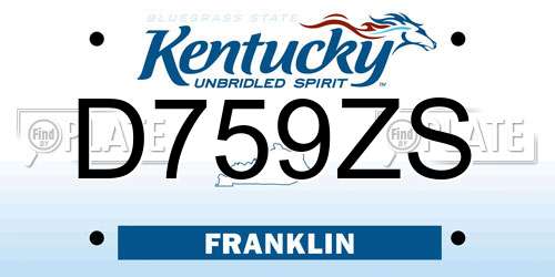 D759ZS Kentucky License Plate