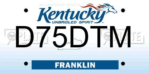 D75DTM Kentucky License Plate
