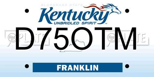 D75OTM Kentucky License Plate