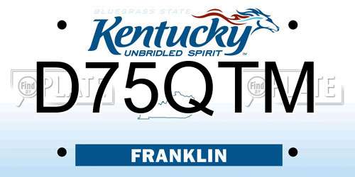 D75QTM Kentucky License Plate