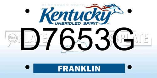 D7653G Kentucky License Plate