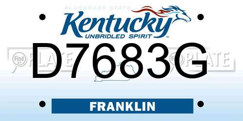 D7683G Kentucky License Plate