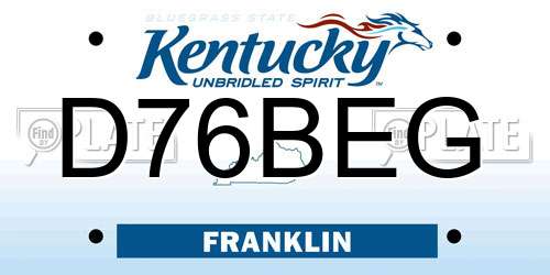 D76BEG Kentucky License Plate