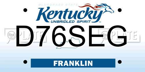 D76SEG Kentucky License Plate