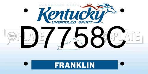 D7758C Kentucky License Plate