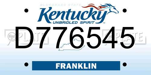 D776545 Kentucky License Plate