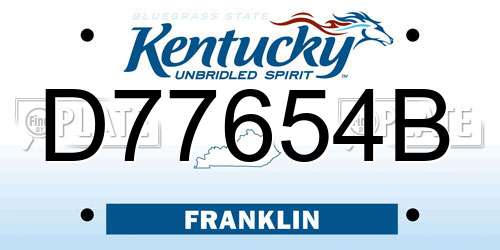D77654B Kentucky License Plate