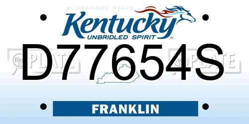 D77654S Kentucky License Plate