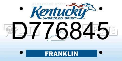 D776845 Kentucky License Plate