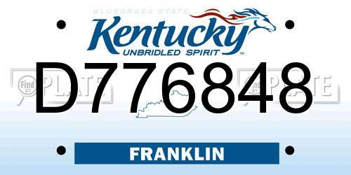 D776848 Kentucky License Plate