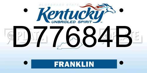 D77684B Kentucky License Plate