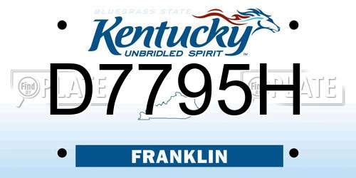 D7795H Kentucky License Plate
