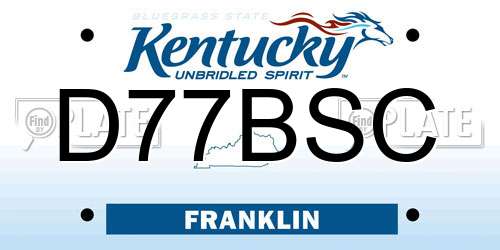 D77BSC Kentucky License Plate