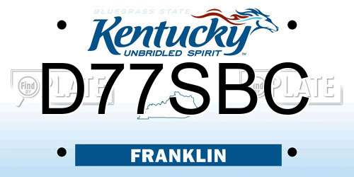 D77SBC Kentucky License Plate