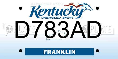 D783AD Kentucky License Plate