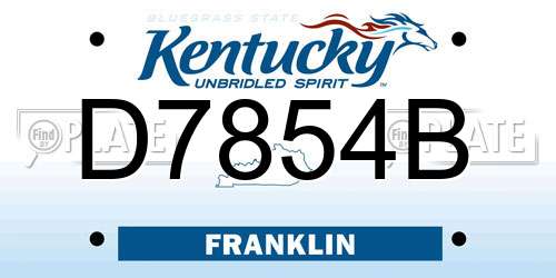 D7854B Kentucky License Plate