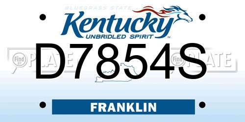 D7854S Kentucky License Plate