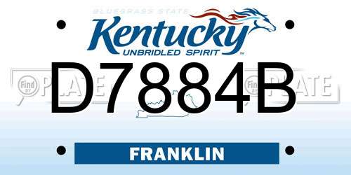 D7884B Kentucky License Plate