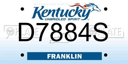 D7884S Kentucky License Plate