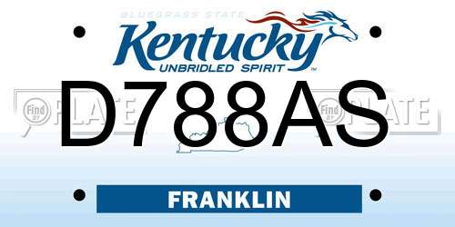D788AS Kentucky License Plate