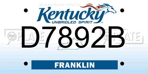 D7892B Kentucky License Plate