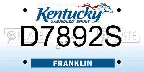 D7892S Kentucky License Plate