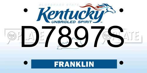 D7897S Kentucky License Plate