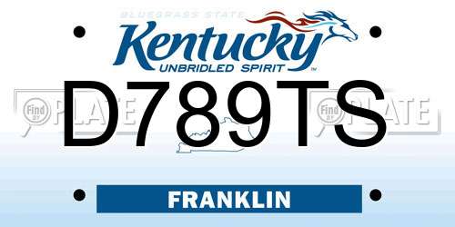 D789TS Kentucky License Plate