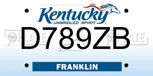 D789ZB Kentucky License Plate