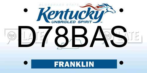 D78BAS Kentucky License Plate