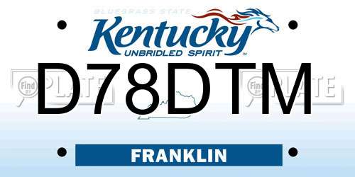 D78DTM Kentucky License Plate