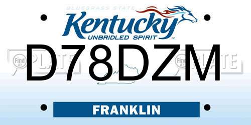 D78DZM Kentucky License Plate