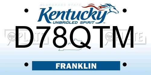 D78QTM Kentucky License Plate