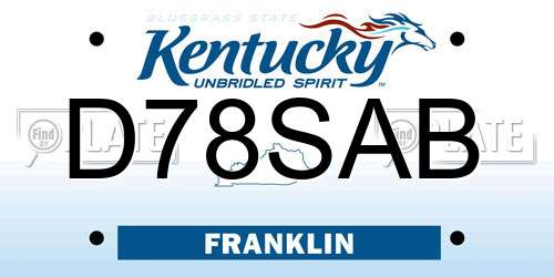 D78SAB Kentucky License Plate