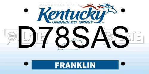 D78SAS Kentucky License Plate