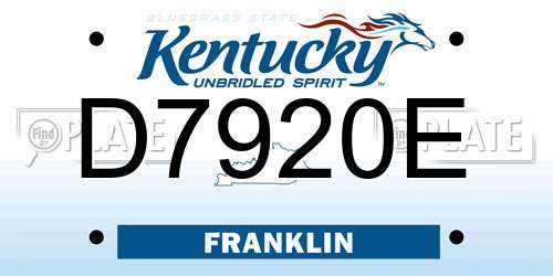 D7920E Kentucky License Plate