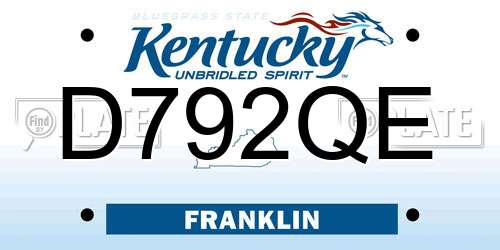 D792QE Kentucky License Plate